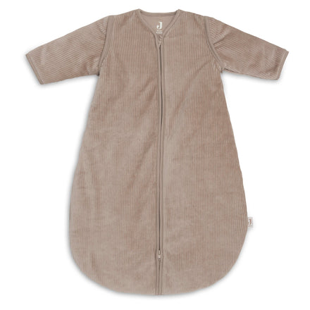 Jollein slaapzak met afritsbare mouw Rond 110 cm Rib in Milky Coffee, productfoto van de babyslaapzak, De Gele Flamingo