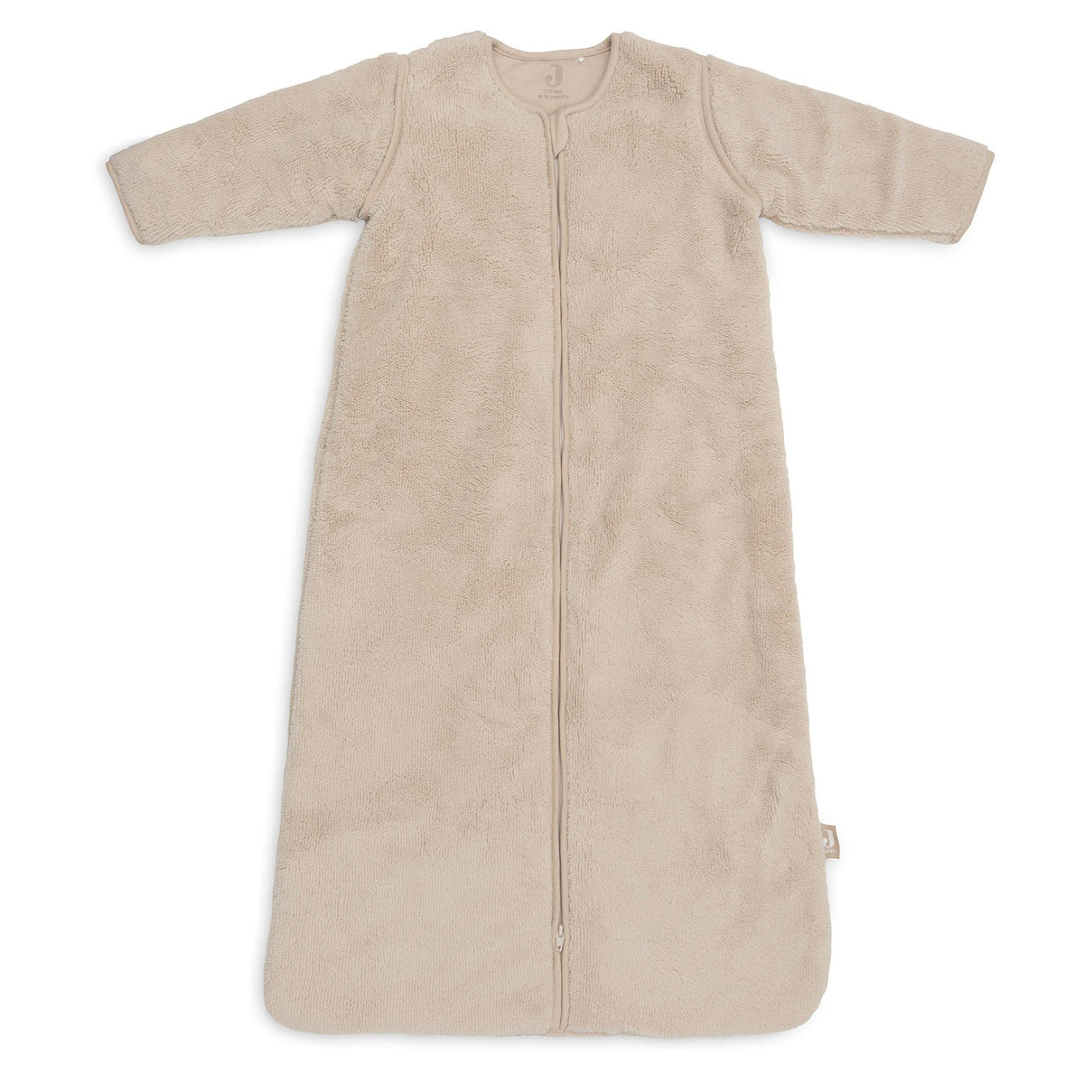 Jollein slaapzak met afritsbare mouw 110 cm Fluffy in Sand, productfoto van de babyslaapzak, De Gele Flamingo