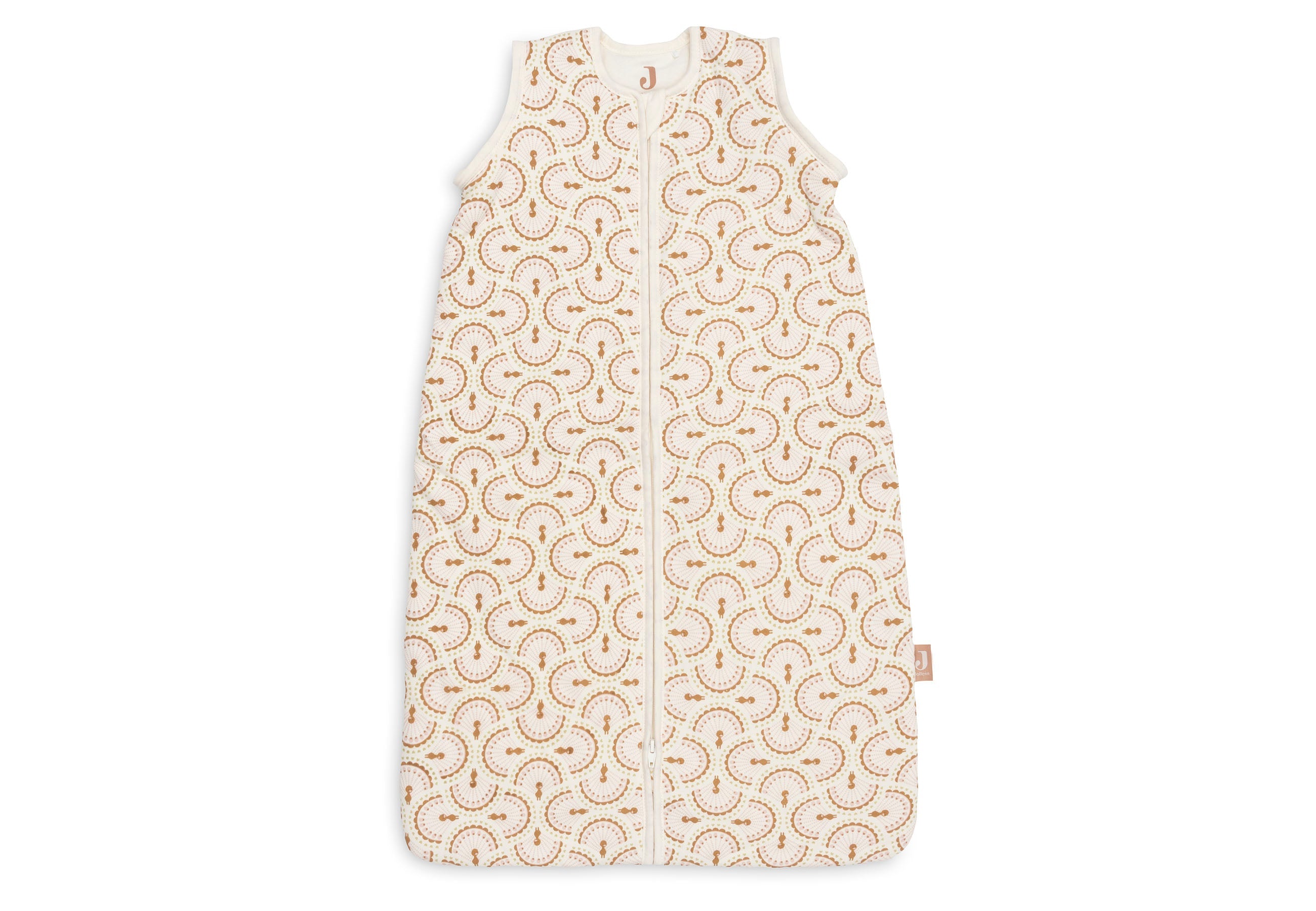 Jollein Slaapzak met afritsbare mouw 70 cm in de print Soft Plumes, katoenen babyslaapzak met rits van De Gele Flamingo