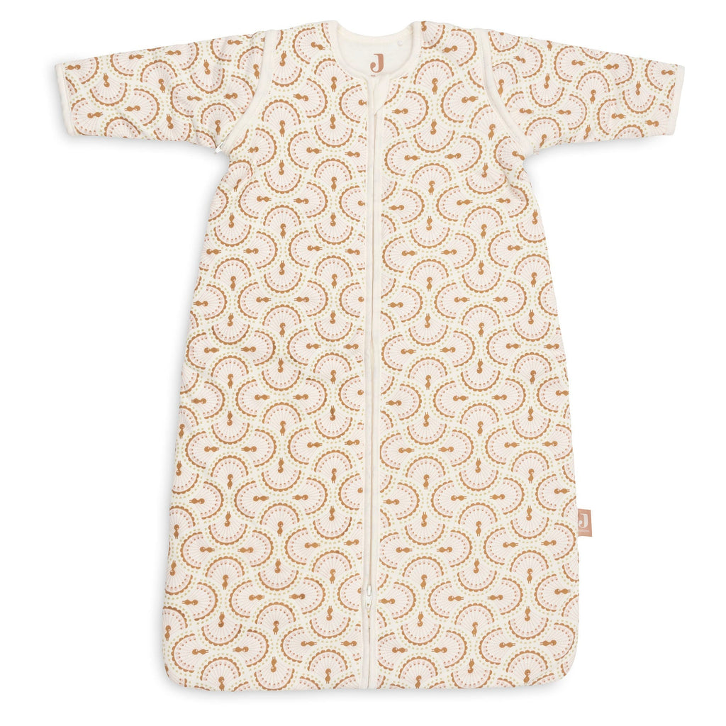 Jollein Slaapzak met afritsbare mouw 70 cm in de print Soft Plumes, katoenen babyslaapzak met rits van De Gele Flamingo
