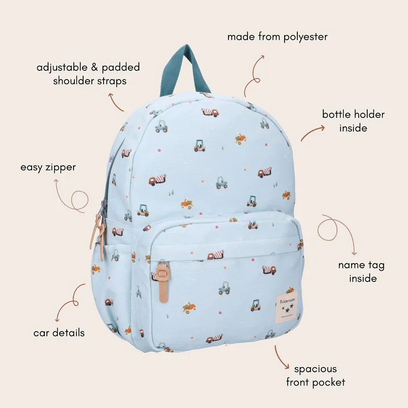 Kidzroom Kleuter Rugzak 36x27x12cm | Little Story Blauw