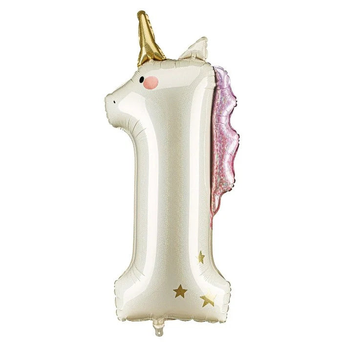 Party Deco Folie Ballon | Eenhoorn Cijfer 1