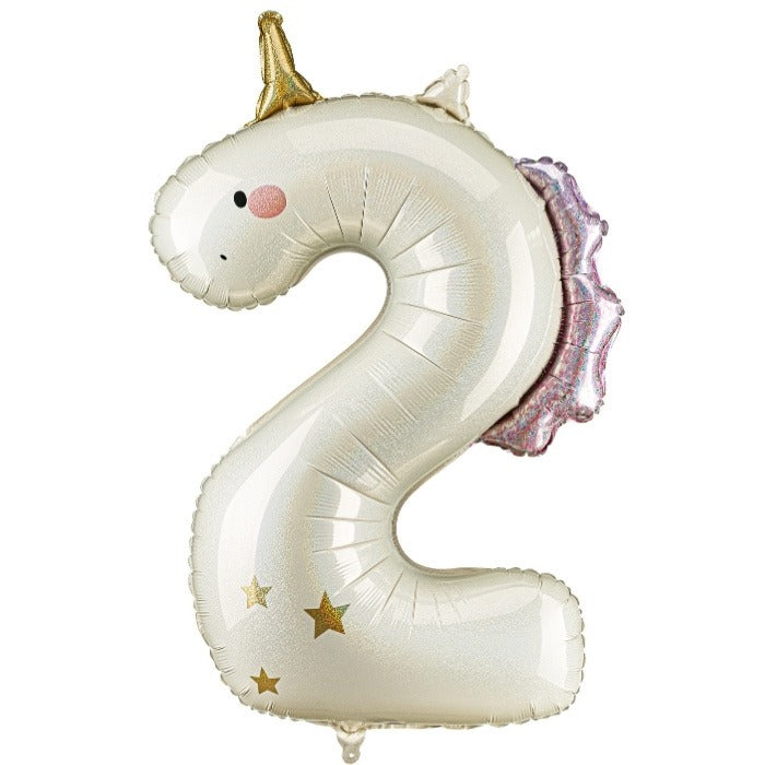 Party Deco Folie Ballon | Eenhoorn Cijfer 2