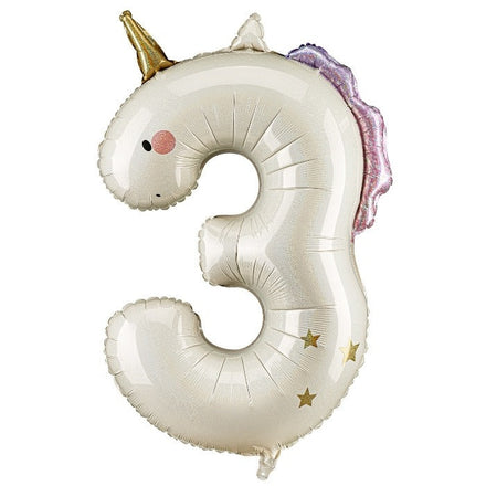 Party Deco Folie Ballon | Eenhoorn Cijfer 3