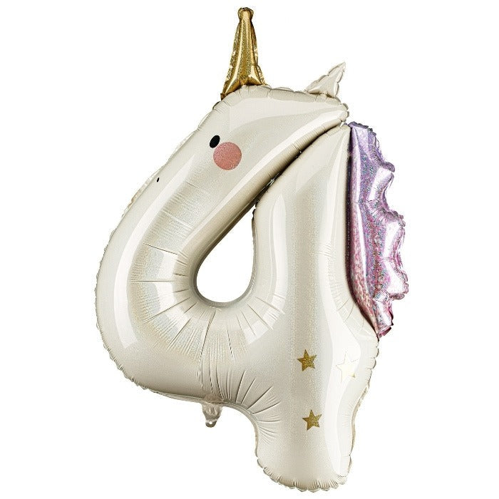 Party Deco Folie Ballon | Eenhoorn Cijfer 4