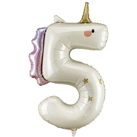 Party Deco Folie Ballon | Eenhoorn Cijfer 5