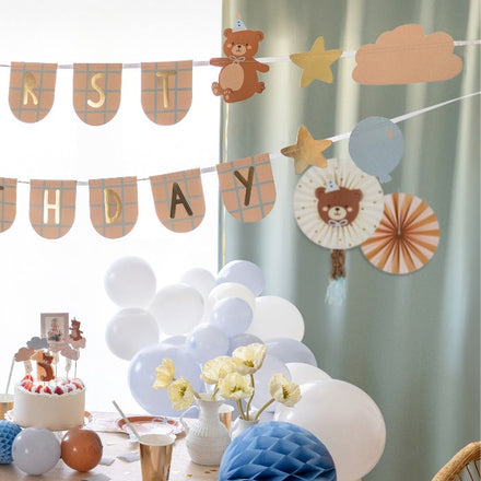 Party Deco Papieren Waaiers Teddybeer 2st