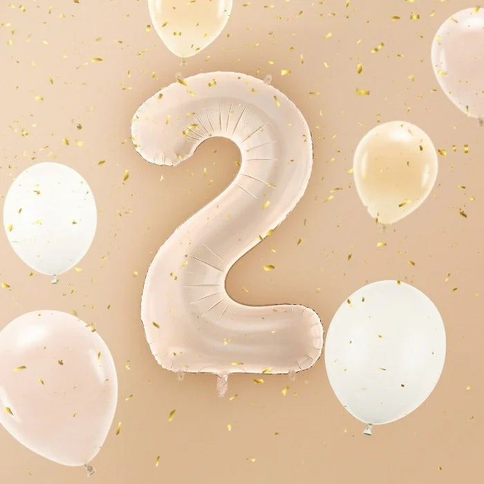 Party Deco Folie Ballon | Nummer 2 Pastel Beige