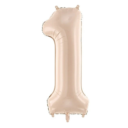 Party Deco Folie Ballon 72cm | Nummer 1 Pastel Beige
