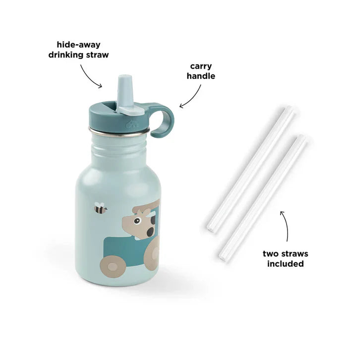 Done By Deer Drinkfles RVS 350ml | Tiny Farm Blue