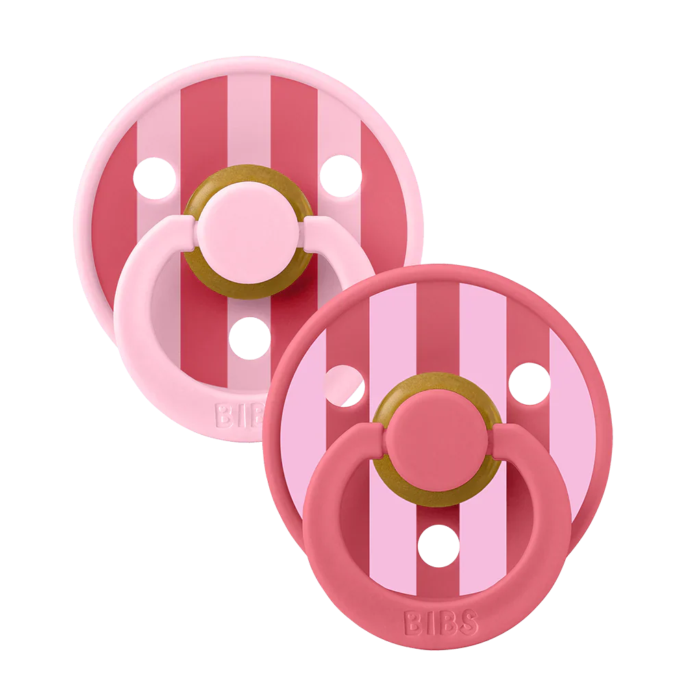Bibs Fopspeen Size 1 Latex Rond 2 pack | Baby Pink / Coral Mix