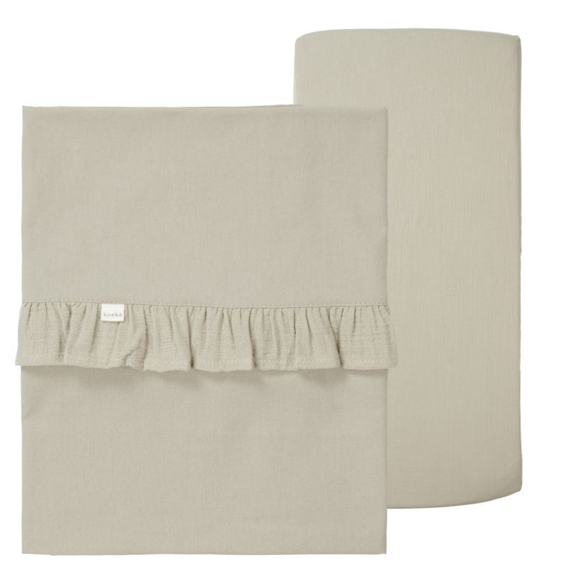 Koeka Ledikantlaken En Hoeslaken Set Ruffle Faro | Sage