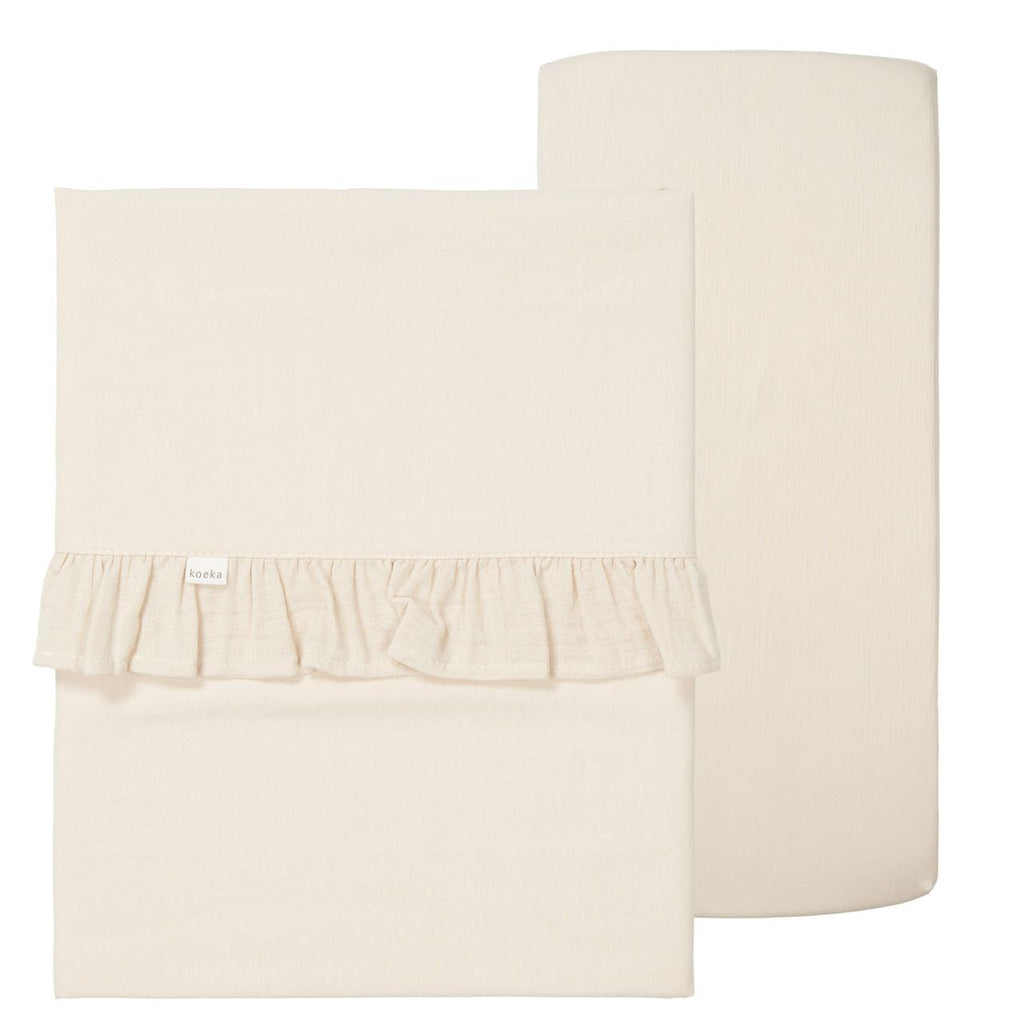 Koeka Ledikantlaken En Hoeslaken Set Ruffle Faro | Warm White
