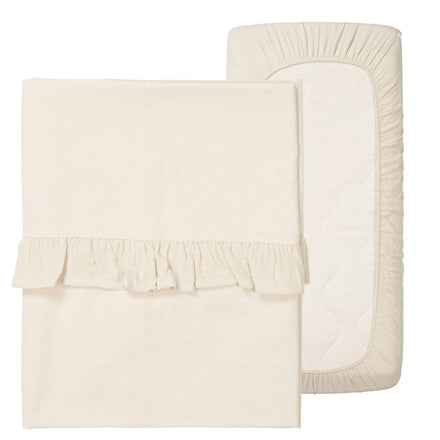 Koeka Ledikantlaken En Hoeslaken Set Ruffle Faro | Warm White