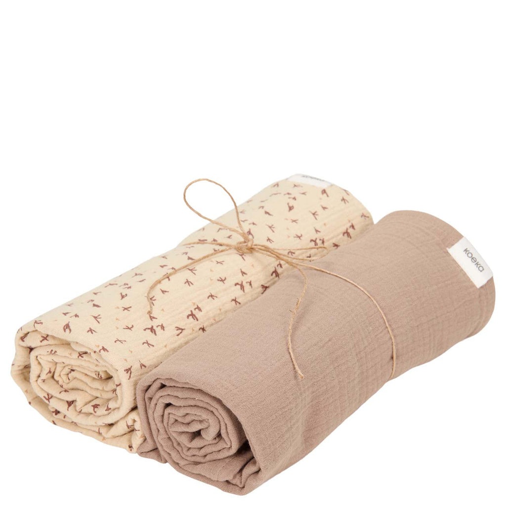 Koeka Hydrofiel Swaddle 2-Pack Trail | Beige/Caffe