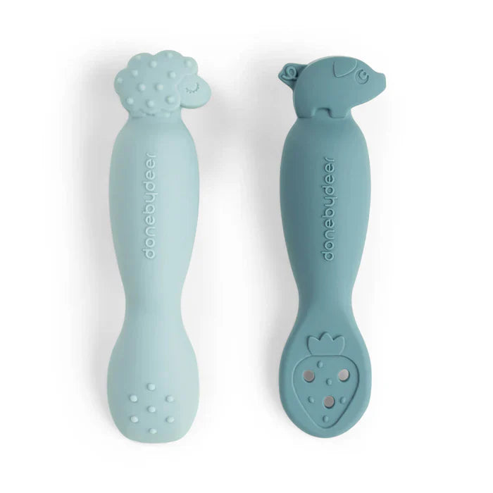 Done By Deer Learning Spoon Set | Tiny Farm Blue