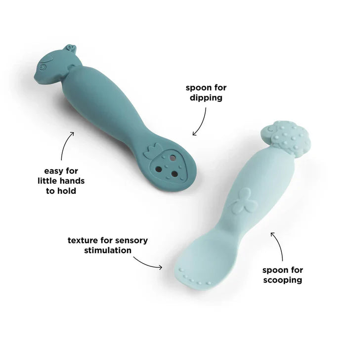 Done By Deer Learning Spoon Set | Tiny Farm Blue