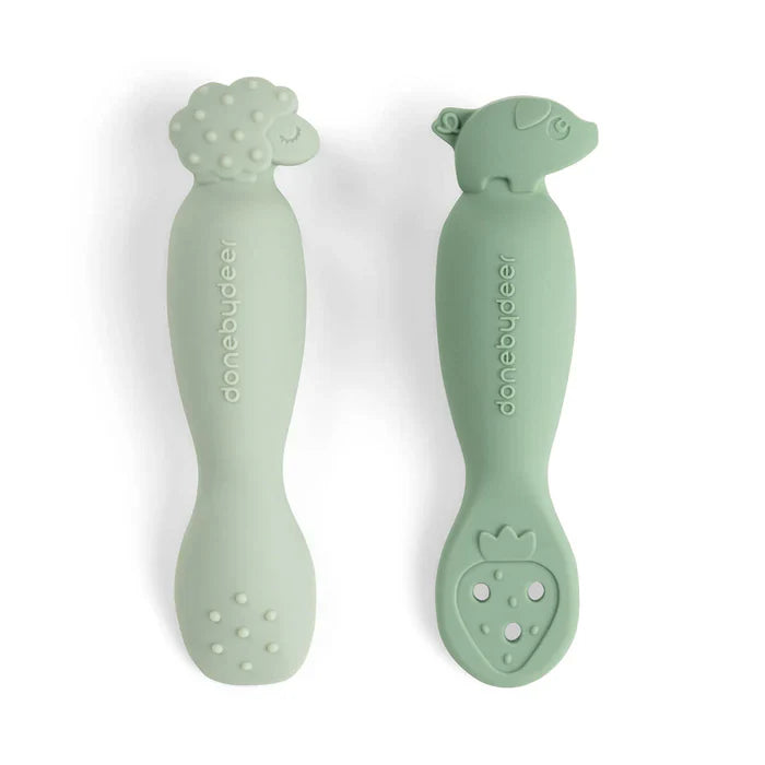Done By Deer Learning Spoon Set | Tiny Farm Green