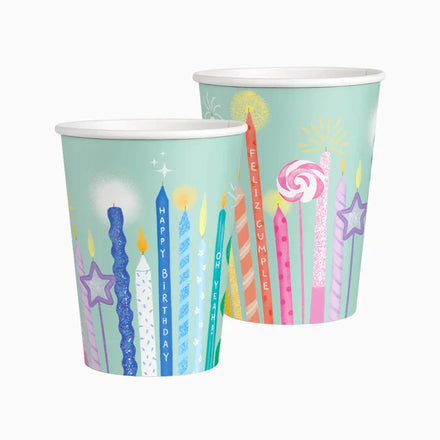 Oh Yeah Set Kartonnen Bekers 10st | Birthday Candles