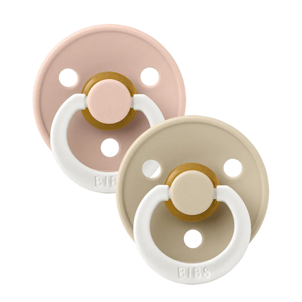 Bibs Fopspeen Symmetrisch Latex 0+M Maat 1 |  Glow in The Dark Blush / Vanilla