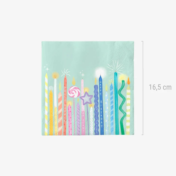 Oh Yeah Set Servetten 20st 33x33cm | Birthday Candles