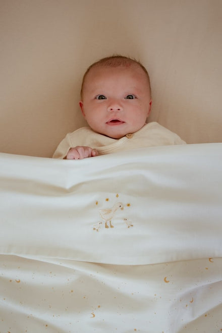 Little Dutch Wieglaken Geborduurd Little Goose 70x100 | Wit