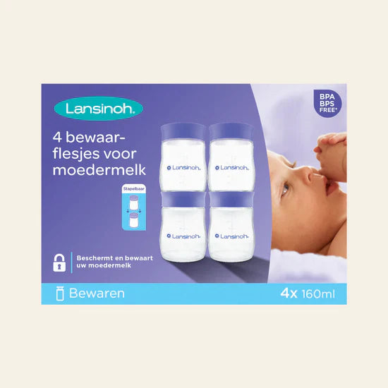 Lansinoh bewaarflesjes voor moedermelk | 4 x 160ml