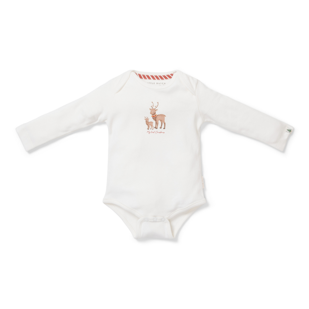 * Little Dutch Bodysuit My First Christmas Lange Mouwen | Wit