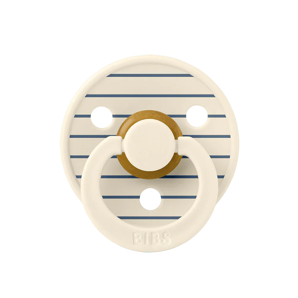 Bibs Fopspeen Size 1 Latex Rond 2 pack | Ivory / Steel Blue Mix