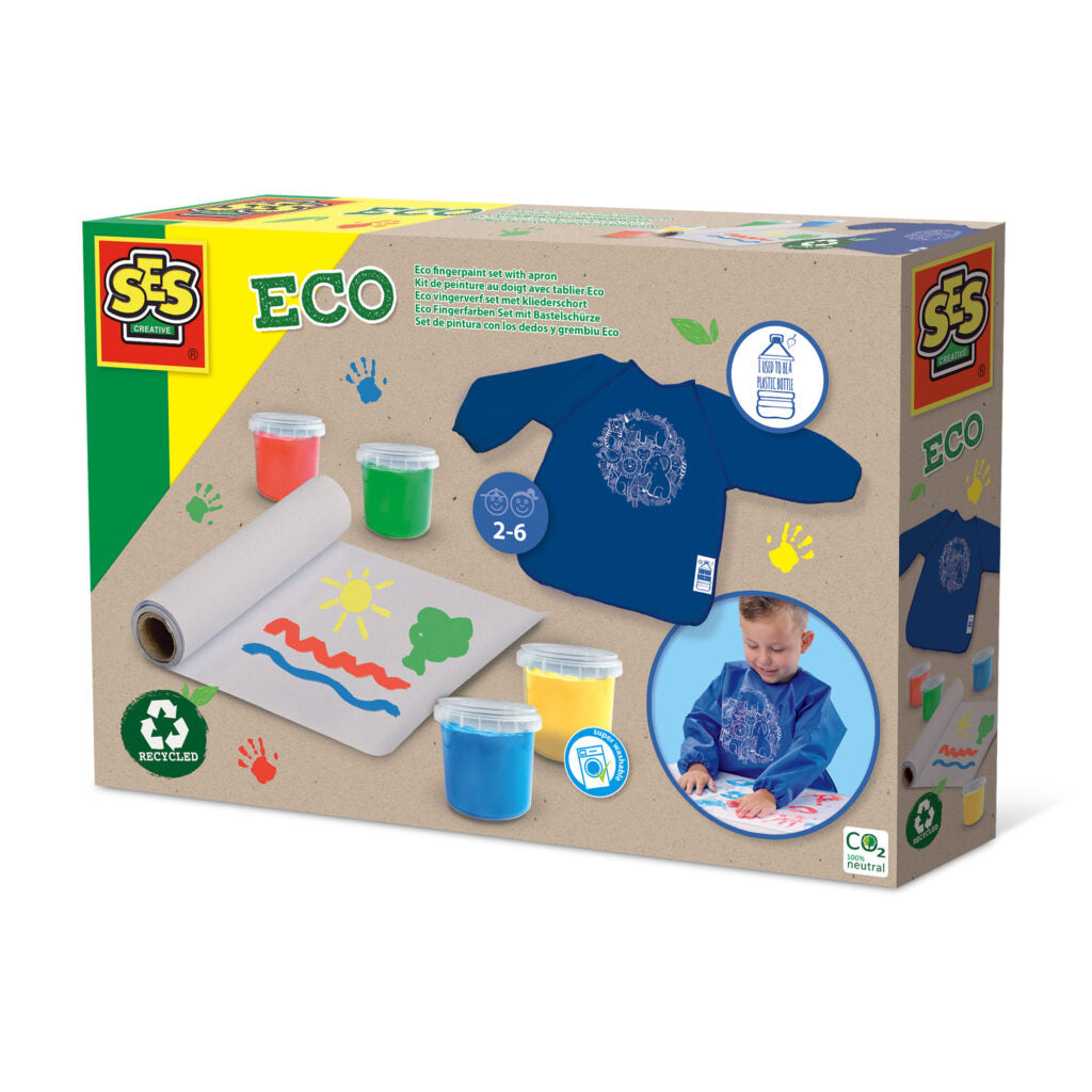 SES Creative Eco Vingerverf Set Met Kliederschort