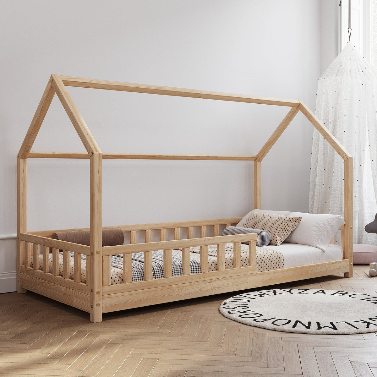 De Gele Flamingo bedhuisje Antwerp houten kinderbed in huisvorm