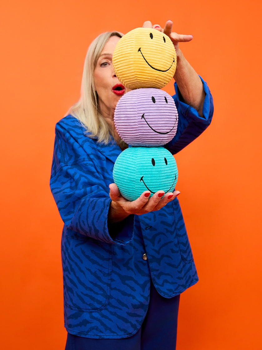 Bon Ton Toys x Smiley Knuffel Eco Corduroy 13cm | Blauwgroen