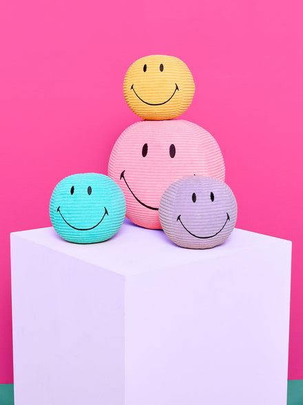 Bon Ton Toys x Smiley Knuffel Eco Corduroy 23cm | Bubblegum Roze