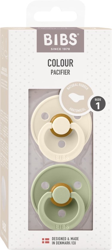 Bibs Fopspeen Anatomisch 0+M Maat 1 | Ivory / Sage