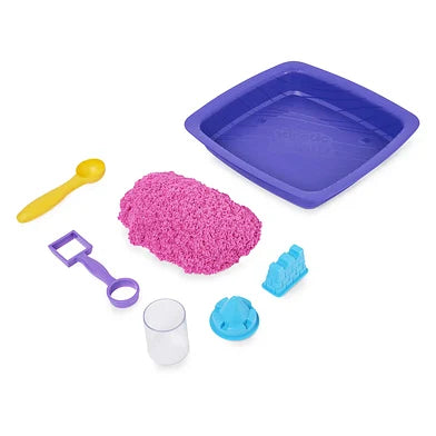 Kinetic Sand Shimmer met 2 stuks gereedschap om zand te kneden en snijden bij De Gele Flamingo