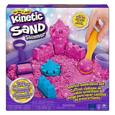 Kinetic Sand Shimmer zandkasteelset met 453 g roze glinsterend speelzand bij De Gele Flamingo
