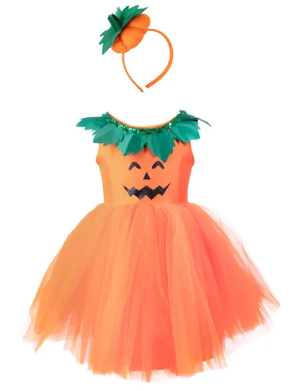 Great Pretenders Oranje Pompoen Halloween Jurkje + Diadeem 5-6 jaar