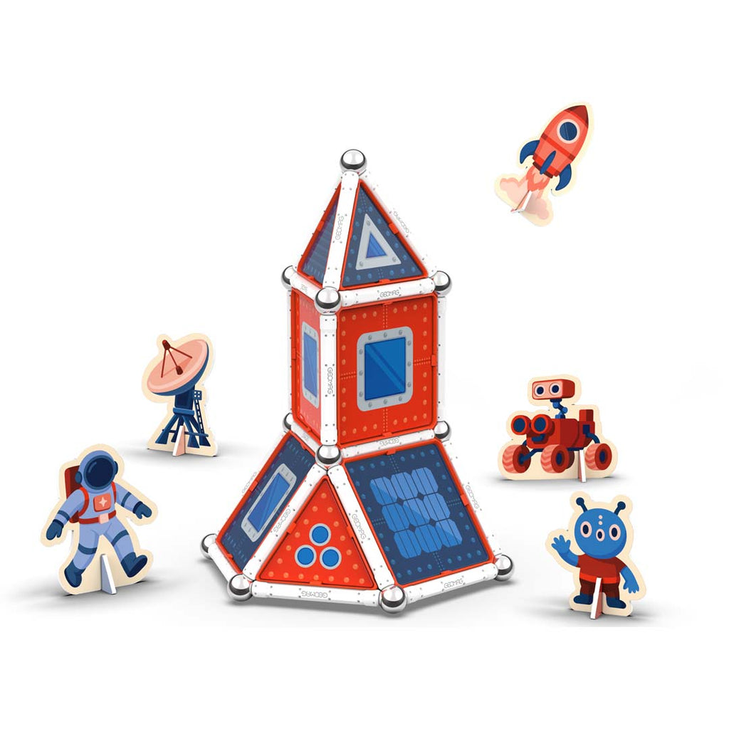 Geomag Mars Exploration set met magnetische staafjes, bolletjes en panelen, De Gele Flamingo