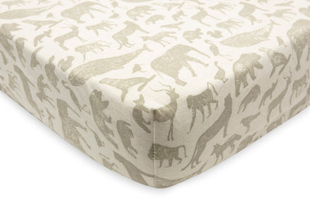 Jollein Hoeslaken Jersey Wieg 40/50x80/90cm | Animals Olive Green