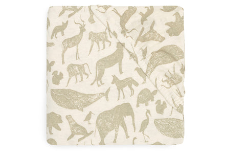 Jollein Hoeslaken Jersey Wieg 40/50x80/90cm | Animals Olive Green