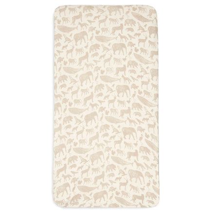 Jollein Hoeslaken Jersey Wieg 40/50x80/90cm | Animals Nougat