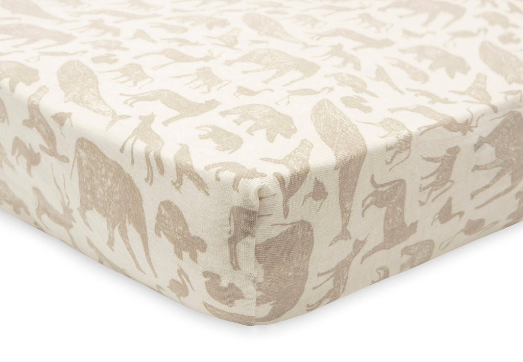 Jollein Hoeslaken Jersey 60x120cm | Animals Nougat