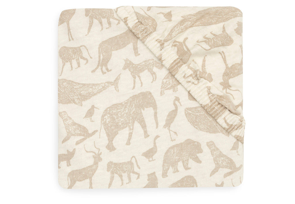 Jollein Hoeslaken Jersey 60x120cm | Animals Nougat