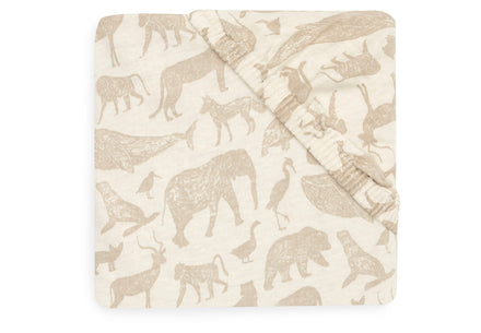 Jollein Hoeslaken Jersey 60x120cm | Animals Nougat
