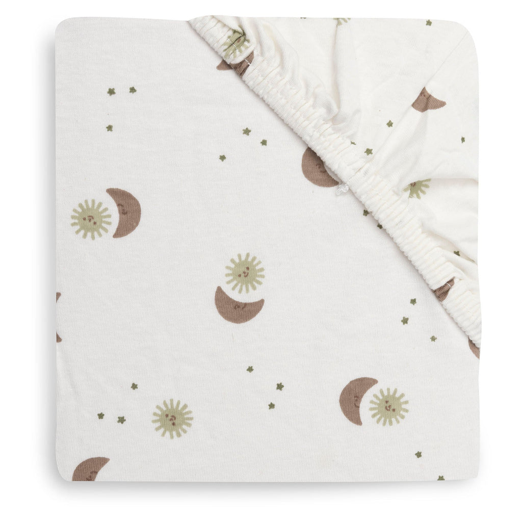 Jollein hoeslaken jersey met Over The Moon print voor een ledikantmatras