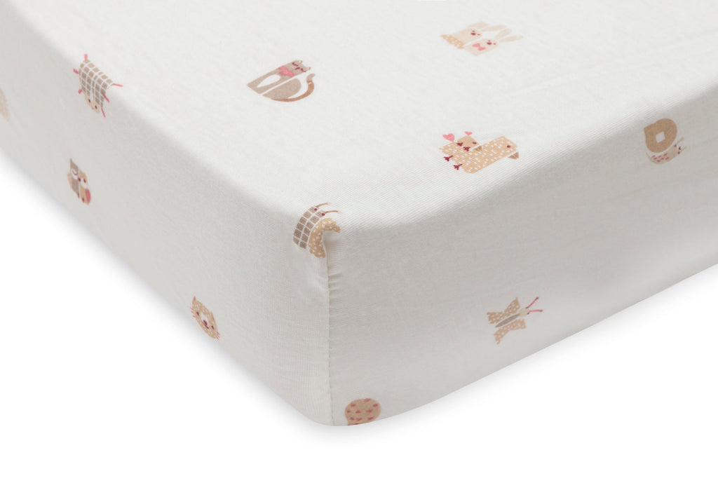 Jollein Hoeslaken Jersey 70/75x140/150cm | Animal Friends