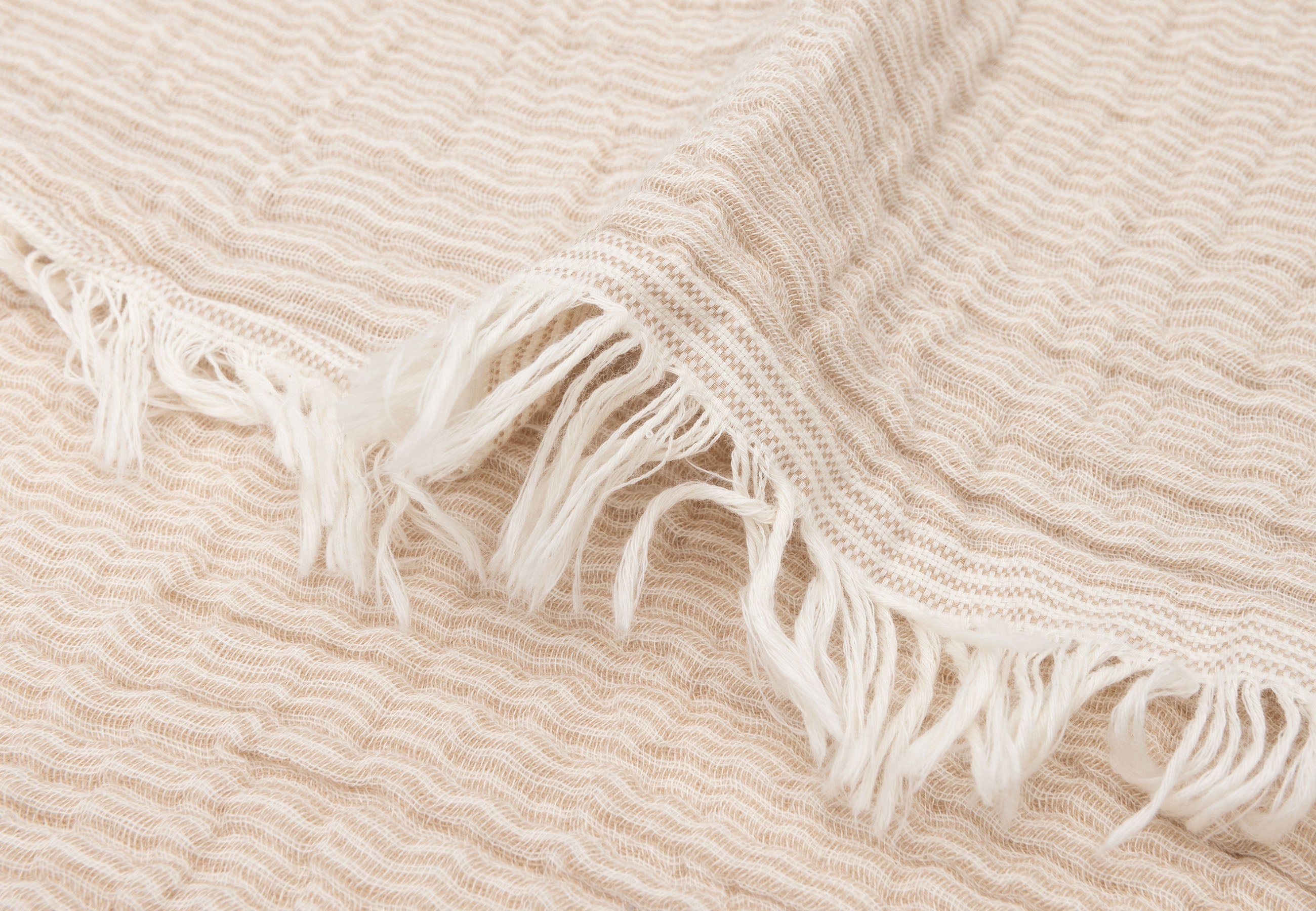 Jollein Deken Wieg 75x100cm Fringe Stripe Biscuit/Ivory Gots