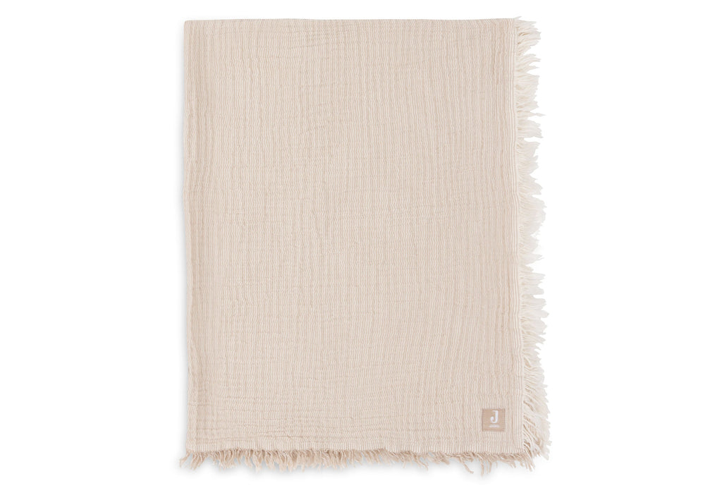 Jollein Deken Ledikant 120x120cm Fringe Stripe Biscuit/Ivory Gots