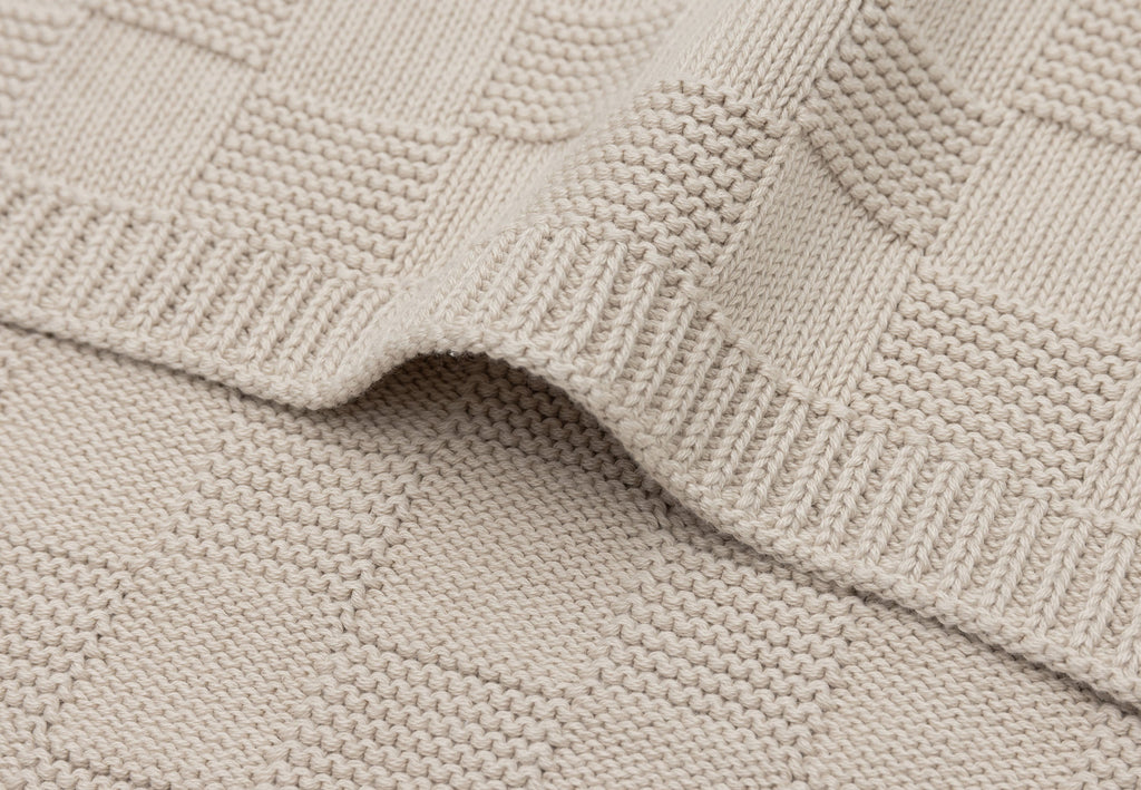 Jollein Deken Ledikant 100x150cm Box Knit | Warm Sand Gots