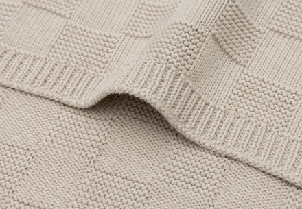 Jollein Deken Ledikant 100x150cm Box Knit | Warm Sand Gots